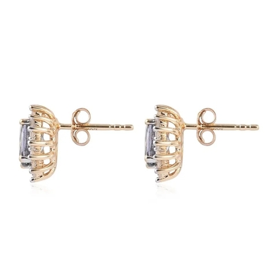 Chắc Chắn Bạc 925 Tạo Ra Tanzanite CZ Giáng Sinh Trang Sức Bông Tai Đinh Cho Nữ