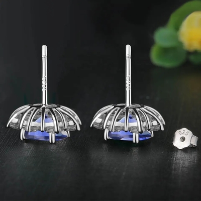 Chắc Chắn Bạc 925 Tạo Ra Tanzanite CZ Giáng Sinh Trang Sức Bông Tai Đinh Cho Nữ