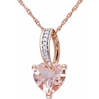 Thiết Kế Mới Hoa Hồng Mạ Vàng Đá Morganite Nữ Tặng Cưới Mặt Dây Chuyền Vòng Cổ
