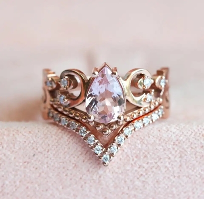 Vintage Biết Ơn S925 Hoa Hồng Vàng Cổ Cz Nhẫn Đính Hôn Hứa Quà Kỷ Niệm