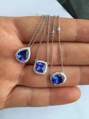 Vòng cổ CZ Sapphire sang trọng bằng bạc 925 Thiết kế đơn giản Thích hợp làm quà tặng cho phụ nữ