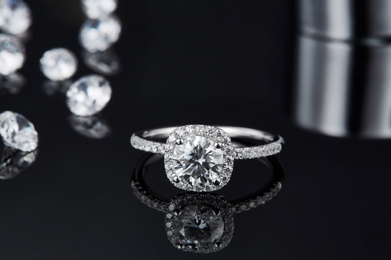 Cắt vuông Phụ nữ cô dâu Moissanite Square Diamond Gold với Nhẫn cưới lãng mạn bằng bạc