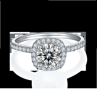 Cắt vuông Phụ nữ cô dâu Moissanite Square Diamond Gold với Nhẫn cưới lãng mạn bằng bạc