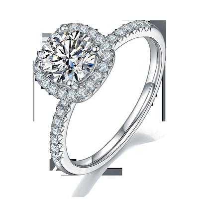Cắt vuông Phụ nữ cô dâu Moissanite Square Diamond Gold với Nhẫn cưới lãng mạn bằng bạc