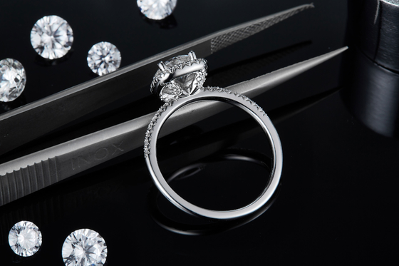 Cắt vuông Phụ nữ cô dâu Moissanite Square Diamond Gold với Nhẫn cưới lãng mạn bằng bạc
