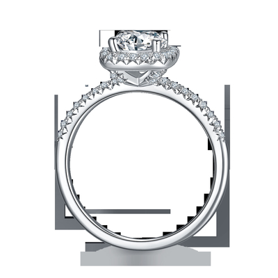 Cắt vuông Phụ nữ cô dâu Moissanite Square Diamond Gold với Nhẫn cưới lãng mạn bằng bạc