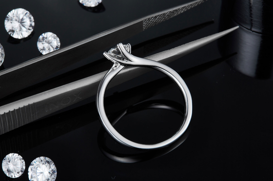 Trang sức vàng 9K Thiết kế tối giản Nhẫn bạc Moissanite 925