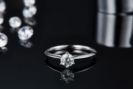 9K với Nhẫn bạc cắt Trang sức cưới tối giản kim cương Moissanite trắng