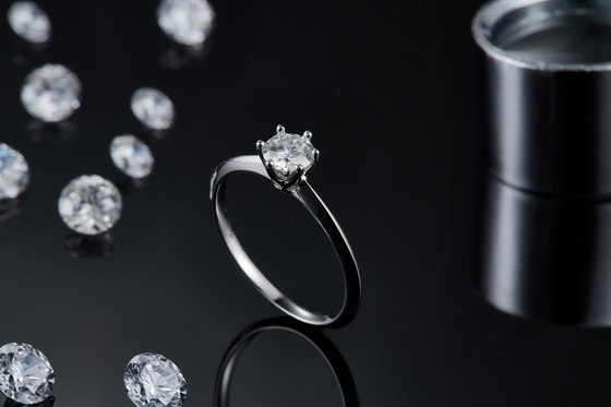 9K với Nhẫn bạc cắt Trang sức cưới tối giản kim cương Moissanite trắng