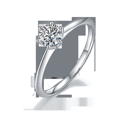 9K với Nhẫn bạc cắt Trang sức cưới tối giản kim cương Moissanite trắng