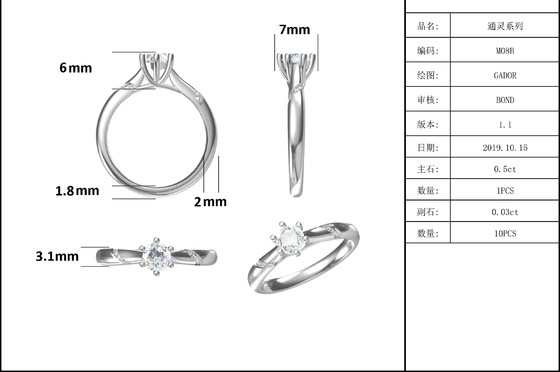 Bán Buôn Trang Sức Moissanite Bạc 925 Tùy Chỉnh Moissanite Nhẫn Đính Hôn