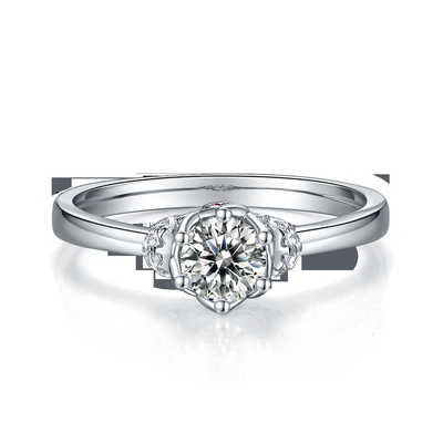 Phong Cách Hoa Độc Đáo Mạ Vàng Trắng Nhẫn Tùy Chỉnh Moissanite Nhẫn Đính Hôn Nữ Trang Sức