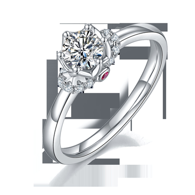 Phong Cách Hoa Độc Đáo Mạ Vàng Trắng Nhẫn Tùy Chỉnh Moissanite Nhẫn Đính Hôn Nữ Trang Sức