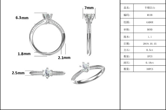 Trang sức kim cương trắng Moissanite và Sapphire Platineve Nhẫn nữ đính hôn