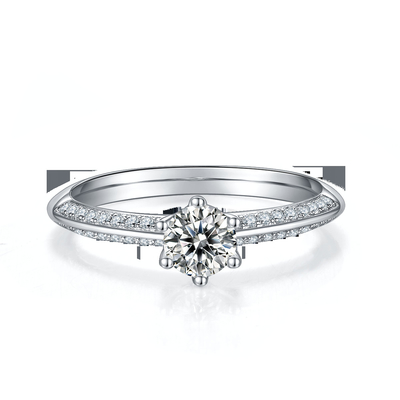 Trang sức kim cương trắng Moissanite và Sapphire Platineve Nhẫn nữ đính hôn