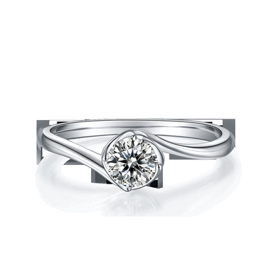 Vàng Trắng 14 Karat Phòng Trồng Moissanite Vintage Lấy Cảm Hứng Từ Moissanite Đính Kim Cương Nhẫn