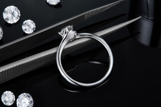 Vàng Trắng 14 Karat Phòng Trồng Moissanite Vintage Lấy Cảm Hứng Từ Moissanite Đính Kim Cương Nhẫn