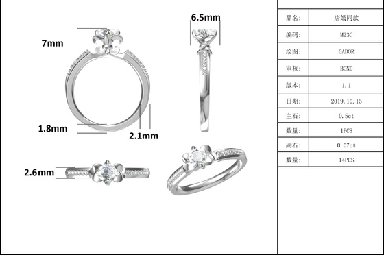 Nhẫn Đính Hôn Moissanite Cắt Hoa Nhẫn Vàng Trắng 14KN Độc Đáo Nhẫn Đính Hôn Moissanite