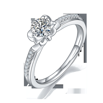 Nhẫn Đính Hôn Moissanite Cắt Hoa Nhẫn Vàng Trắng 14KN Độc Đáo Nhẫn Đính Hôn Moissanite