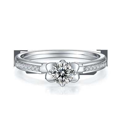 Nhẫn Đính Hôn Moissanite Cắt Hoa Nhẫn Vàng Trắng 14KN Độc Đáo Nhẫn Đính Hôn Moissanite