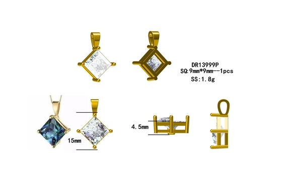 Mạ Vàng Bán Buôn Trang Sức Bạc 925 Thời Trang Nữ Vòng Cổ Phòng Tạo Ra Alexandrite Mặt Dây Chuyền Đá