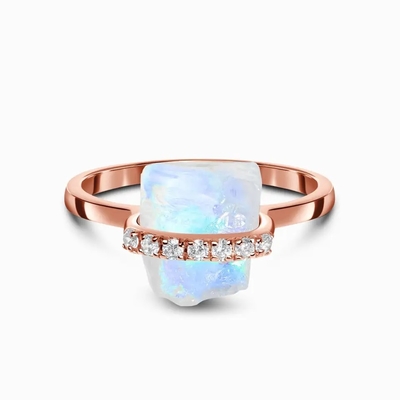 Chất Liệu Bạc 925 Tự Nhiên Thô Đá Mặt Trăng Đá Quý Trang Sức Cưới Nhẫn Đính Hôn