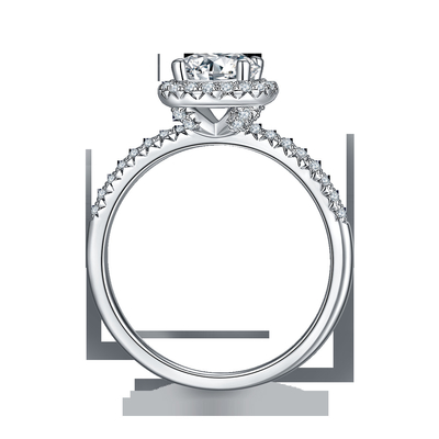 Trang Sức Bạc 925 Moissanite Nhẫn Đính Hôn Hình Tròn Xinh Xắn Ban Nhạc Nhẫn
