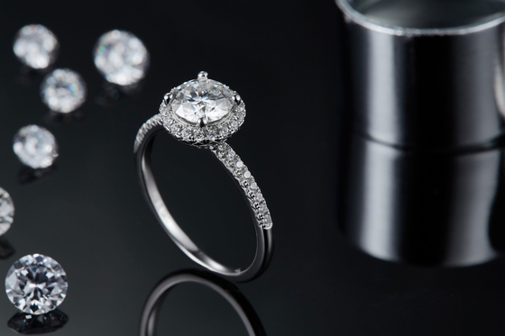 Trang Sức Bạc 925 Moissanite Nhẫn Đính Hôn Hình Tròn Xinh Xắn Ban Nhạc Nhẫn