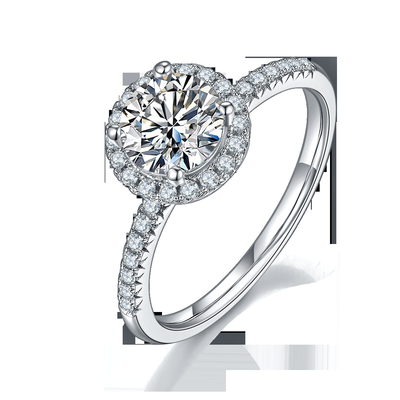 Trang Sức Bạc 925 Moissanite Nhẫn Đính Hôn Hình Tròn Xinh Xắn Ban Nhạc Nhẫn
