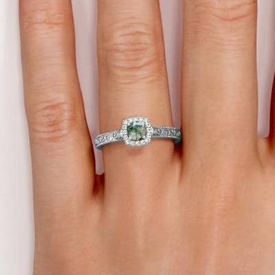 Vintage S925 Blue Xanh Rêu Vòng Mã Não Mạ Vàng Hồng 14K Trang Sức CZ Trắng