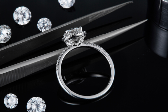 Trang Sức Bạc 925 Kim Cương Moissanite Nhẫn Đính Hôn Hình Tròn Xinh Xắn Ban Nhạc Nhẫn