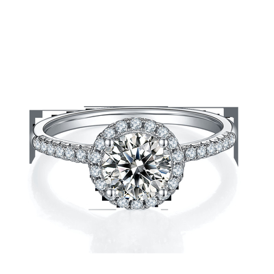 Trang Sức Bạc 925 Kim Cương Moissanite Nhẫn Đính Hôn Hình Tròn Xinh Xắn Ban Nhạc Nhẫn