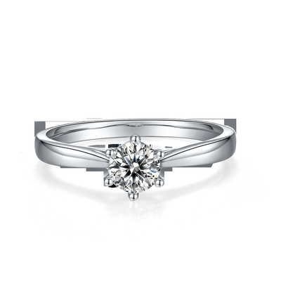 Trang sức cưới tối giản Nhẫn bạc 9K Cắt tròn Moissanite trắng CZ