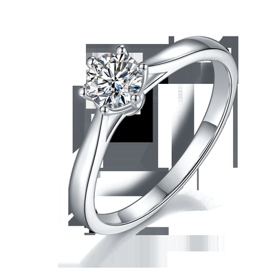 Trang sức cưới tối giản Nhẫn bạc 9K Cắt tròn Moissanite trắng CZ