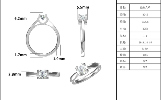 Nhẫn Bạc 9K Moissanite Vuông Trắng CZ Trang Sức Cưới Tối Giản