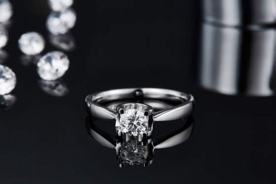 Nhẫn Bạc 9K Moissanite Vuông Trắng CZ Trang Sức Cưới Tối Giản