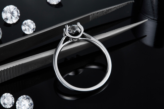Nhẫn Bạc 9K Moissanite Vuông Trắng CZ Trang Sức Cưới Tối Giản