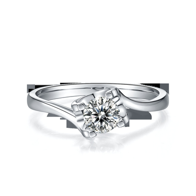 RD 4MM Hình Thang Trắng Moissanite Nhẫn Bạc 9K CZ Trang Sức Cưới Tối Giản