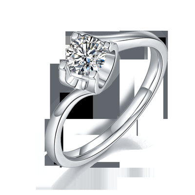 RD 4MM Hình Thang Trắng Moissanite Nhẫn Bạc 9K CZ Trang Sức Cưới Tối Giản