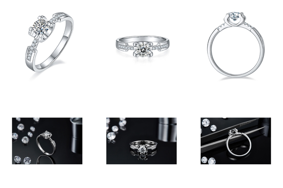 Nhẫn Cưới Moissanite Tối Giản Tùy Chỉnh Sytle Cz Màu Trắng Dành Cho Nữ