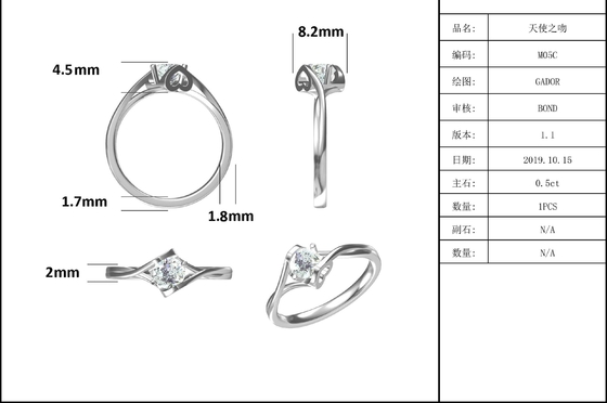 Nhẫn Nữ Moissanite Tự Nhiên 3 Carat Đá Quý Cưới Hứa Đính Hôn
