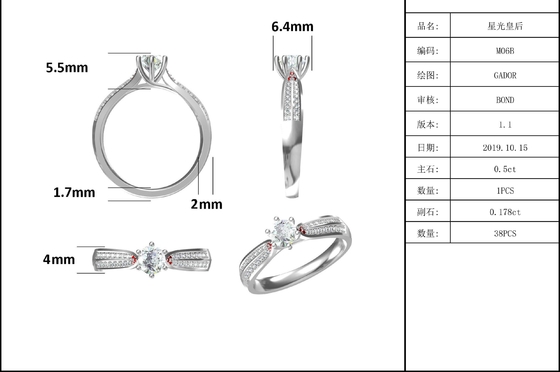 Thiết kế tối giản Trang sức vàng 9K, Bộ nhẫn bạc Moissanite 925