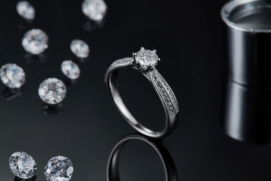 Thiết kế tối giản Trang sức vàng 9K, Bộ nhẫn bạc Moissanite 925