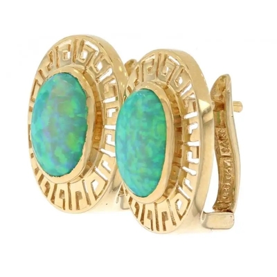 Chất Liệu Bạc 925 Hawaii Xanh Lửa Opal Chìa Khóa Hy Lạp Uốn Khúc Meandros Mặt Dây Chuyền Pha Lê Xoắn Ốc