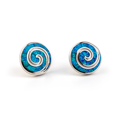 925 Với Chất Liệu Bạc Hy Lạp Chìa Khóa Màu Xanh Tự Nhiên Garnet Bông Uốn Khúc Bông Tai Opal Cho Nữ