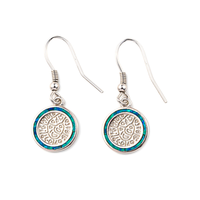 925 Với Chất Liệu Bạc Hy Lạp Chìa Khóa Màu Xanh Tự Nhiên Garnet Bông Uốn Khúc Bông Tai Opal Cho Nữ