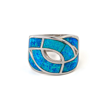 925 Với Chất Liệu Bạc Hy Lạp Chìa Khóa Màu Xanh Tự Nhiên Uốn Khúc Vòng Opal Lửa Thực Opal Trang Sức