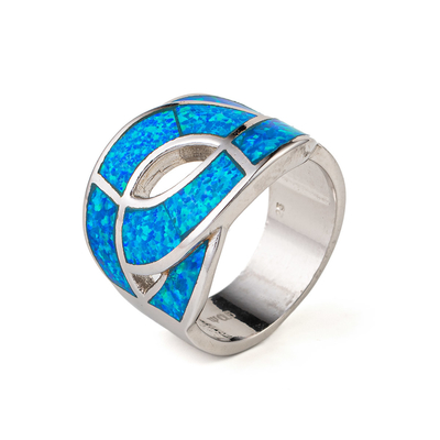 925 Với Chất Liệu Bạc Hy Lạp Chìa Khóa Màu Xanh Tự Nhiên Uốn Khúc Vòng Opal Lửa Thực Opal Trang Sức