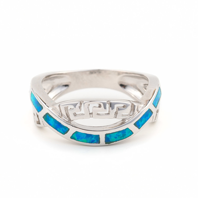 925 Với Chất Liệu Bạc Hy Lạp Chìa Khóa Màu Xanh Tự Nhiên Uốn Khúc Vòng Opal Lửa Thực Opal Trang Sức
