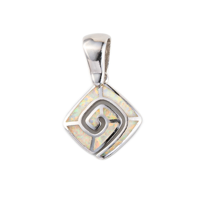 Mặt dây chuyền opal Hy Lạp màu xanh tự nhiên của cô gái uốn khúc bằng bạc 925